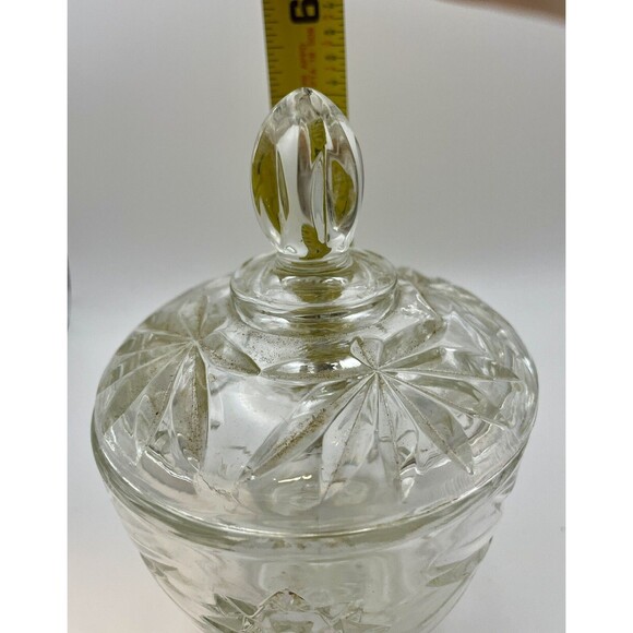 Vintage Anchor Hocking Star of David Clear Glass Covered Dish / Bowl Trinkets - Picture 5 of 7